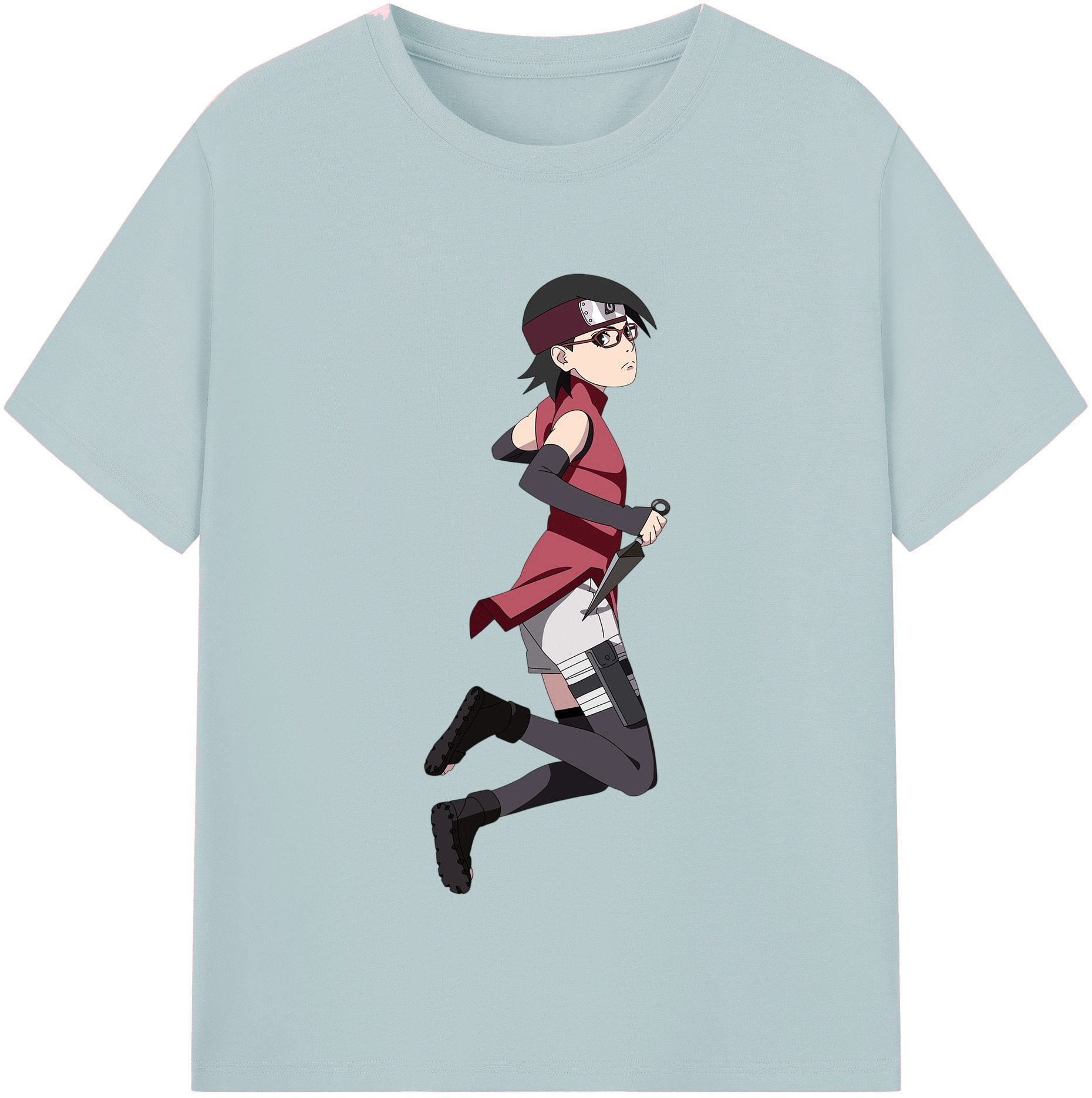 （画像用） NARUTO -ナルト- うちは サラダ Uchiha Sarada 綿100％半袖Tシャツ（フロントプリント）